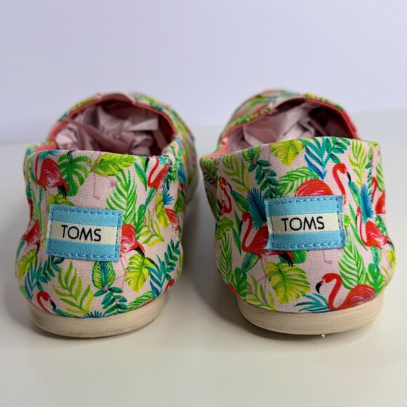 Women's 10 Toms X Paper Source Alpargata Flamingo Canvas Loafers - Picture 5 of 8